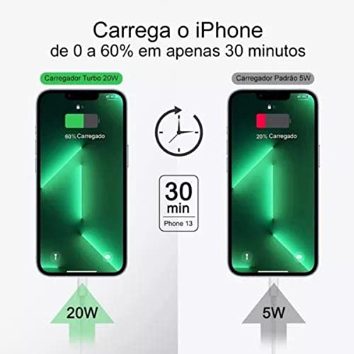 Carregador Turbo 20w + Cabo Conector Compatível iPhone Lightning