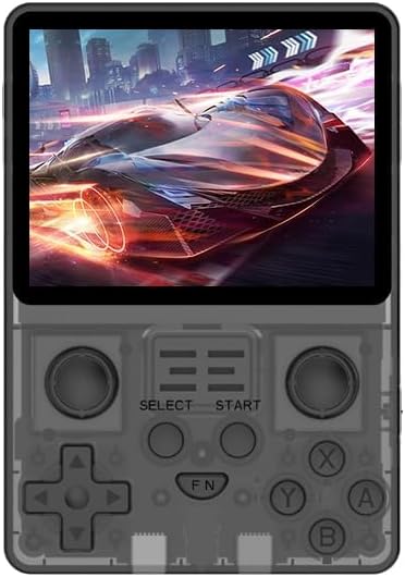 RGB20S Handheld Retro Game Console Pow Kitty Handheld Arcade Game with Built-in 16+64G Card & 15000 Games, 3.5 Inch IPS Screen Game Player (Black Transparent)