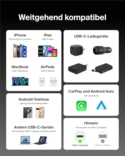 Belkin 2er-Pack geflochtenes USB-C auf USB-C Ladekabel, 1,5 m, 60W, biegsames, flexibles Schnellladekabel… – Ansicht 5
