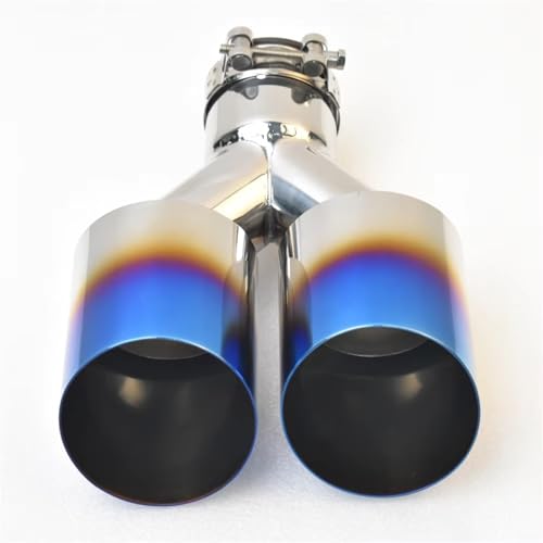 Pot d'échappement bleu voiture avec double embout universel 76mm 89mm