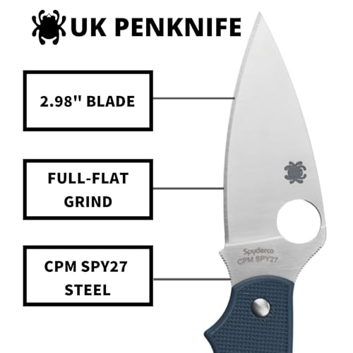 Spyderco UK Penknife Folding Pocket Knife with 2.9" CPM SPY27 Steel Blade and FRN Handle - EDC Knife for Men and Women, Perfect for Hunting, Tactical, Camping, Survival, Hiking - PlainEdge - C94PCBL - Image 3
