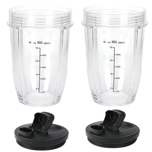 Vasos de repuesto de 18oz para batidora NutriBullet y Ninja con tapas 3