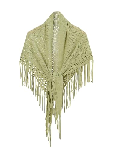 Image of Verdusa Women's Boho Fringe Crochet Shawl Hollow Out Knitted Wrap Cape Cardigan