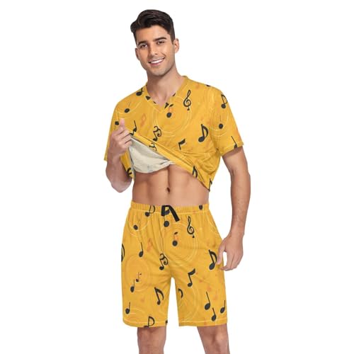 Music Note Men’s Pajama Sets Short Sleeve Shirt and Pants with Soft Touch Fabric3
