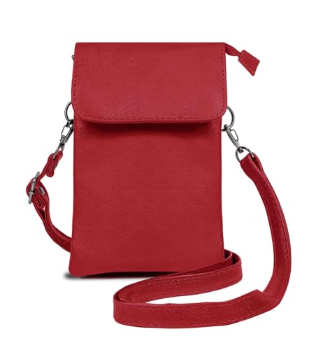 Genuine Leather Small Crossbody Red Phone Purse for women – Lightweight, Stylish,Durable and Spacious with Adjustable Strap