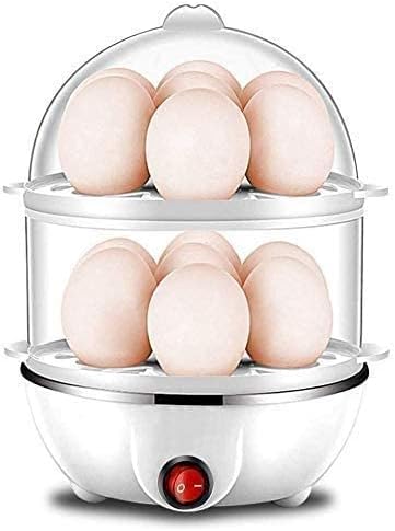 DEEJET egg boiler Poacher machine Electric Automatic Off 14 Egg Poacher Mini Boiler for Steaming, Cooking Boiling Frying, Multi function 2 in 1 Egg Boiling Steamer Egg Pan Egg Cooker, Double Layer 14 Egg Boiler