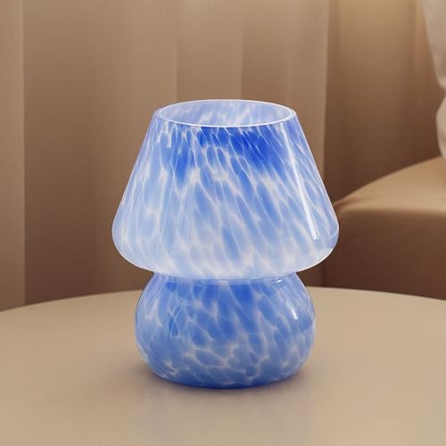 Image of Dawnwake Mushroom Lamp Table Lamp for Bedroom,Small Desk Bedside Lamps for Living Room,Mushroom Decor Cute Mini Modern Mid Century Lamps for Night Stands (Flame Blue)