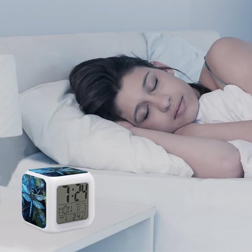 Reloj despertador LED para dormitorio con luz nocturna de libélula 6