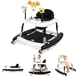 Wolfcode 5-in-1 Music and Lights Baby Walker Foldable with 5 Adjustable Heights, Baby Walker with Wheels and Bouncer Combo Portable, Infant Toddler Walker for Baby Boy Girls 6-18 Months