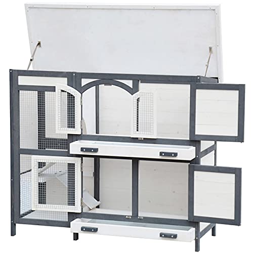BB Loisir Cage Clapier Extérieur pour Lapins 122x42,5x104 cm Modèle- Miette 081 Gris-Blanc, L 122.00 x l 42.00 x H 104.00 cm