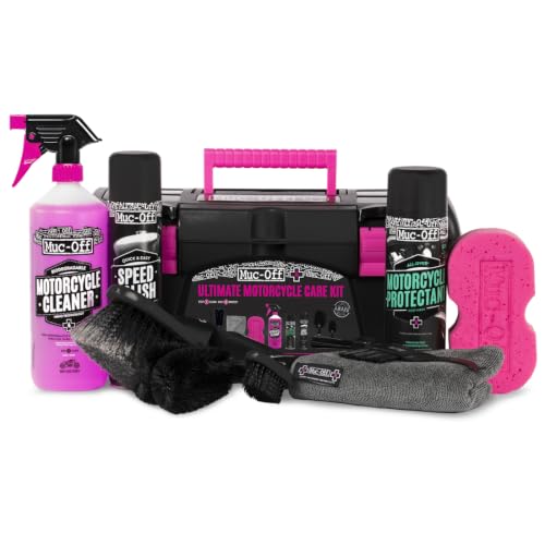 Muc-Off Ultimate Motorcycle Care Kit - Motorbike Cleaning Kit with Nano Tech Motorcycle Cleaner, Cleaning Brush Set, Protectant, Speed Polish & Storage Tool Box