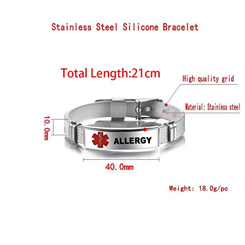 Dwjsu Silver Best Medical Alert Bracelets Blood Thinner Bangle For Women Teens Stylish Sport Id Mens Medical Alert Adjustable Mesh Wristband #TOP2
