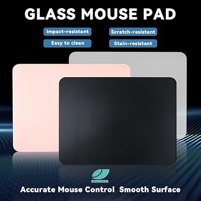 Glass Gaming Mouse Pad, Professional Artisan 350 * 260 * 3.2mm Large Black Mouse Pad Provides Improved Precision and Speed for Keyboard Mouse (Black)