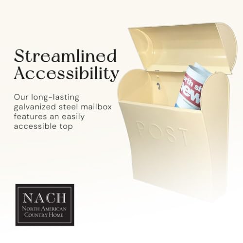 NACH Wall Mount Mailboxes for Outside, 11x4.5x12.5 in Cream White Mail Boxes for House Outside, Waterproof Mailbox - Vicki-Style Mail Box by NACH - Image 2