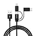 Price comparison product image Poweradd 3 in 1 Multiple Cables, Lightning iPhone Charger Cable[Apple MFi Certified], Nylon Braided 3.3ft (1m) USB Charger Cord with iPhone/Type C/Micro USB Connector for iPhone/iPad/Android Devices