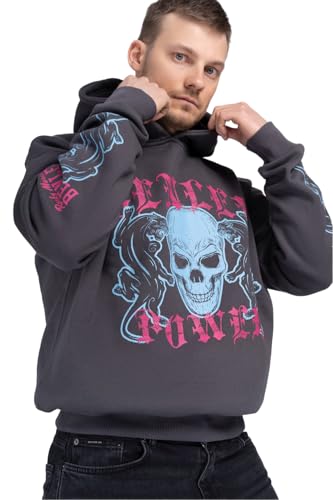 Benlee Herren Kapuzensweatshirt Oversize Pantera HD Anthracite/Magenta/Sky Blue M 190767