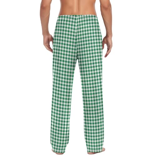 Green White Gingham Check Mens Pajama Pants Buffalo Plaid Lounge Bottoms Soft Sleep Pants XXL4