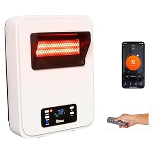 Dr. Infrared Heater Ecoheat Wall Hung or Wall Mounted Electric Space Heater, Dual System with Infrared and Fan Forced, Remote Control, 1500W, White