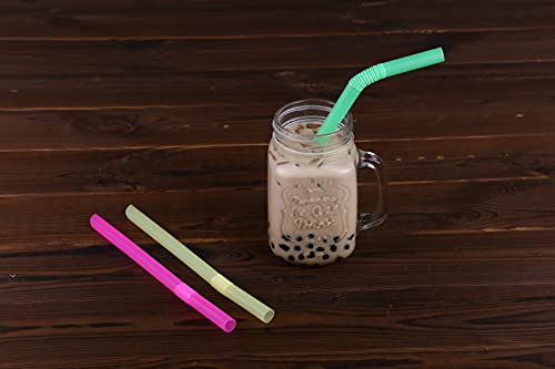 Rienar RIENAR-146 Jumbo Flexible Smoothie Plastic Straws, 100 Pcs Assorted Colors Large Bendable Disposable Milkshake Straws thumb #5