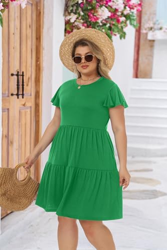 Image of HiMONE Summer Dresses for Women 2025 Vacation Sundresses Ruffle Sleeve Boat Neck with Pockets A Line Casual Dress XS-2XL