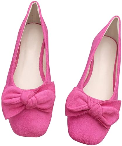 Stunner Women's Cute Bowtie Square Toe Dress Ballets Flat Classical Slip on Casual Flats Shoes