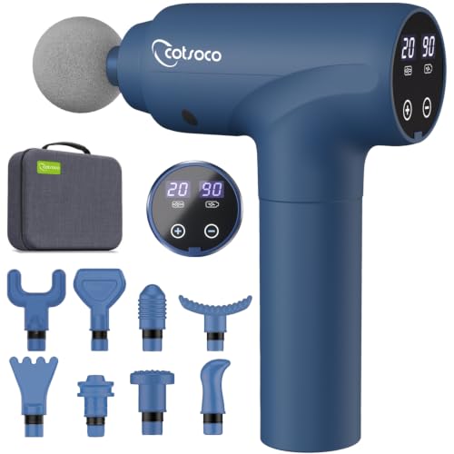 Image of cotsoco Massage Gun Deep Tissue, Fathers Day Dad Gifts, Muscle Massage Gun with 9 Attachment Heads 20 Speeds & Silent Brushless Motor for Pain Relief, Handheld Percussion Back Massager Gun