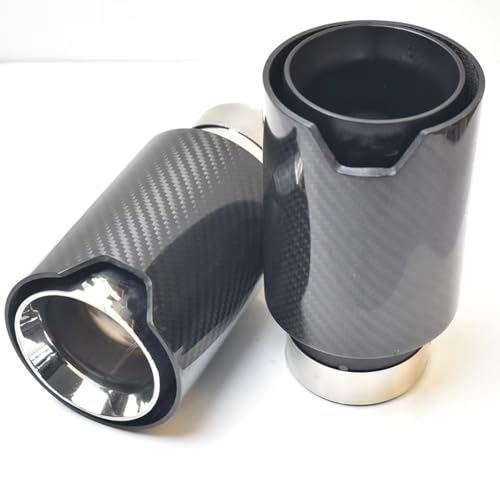 Punta de escape para coche ajustable 76-93 mm de acero y carbono sarga negro brillante 4