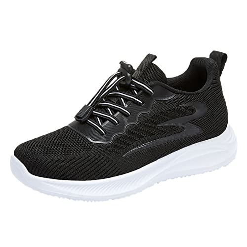 Genérico Zapatillas 𝗔ro Mujer Primavera y Verano para Mujer, Malla Gruesa Antideslizante, Transpirable, con Cordones elásticos, Estilo Informal Color sólido Deportivas Mujer Negras (Black, 41)