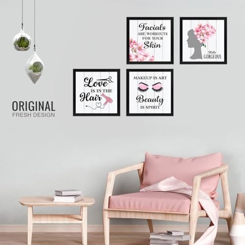 Image of Chaka Chaundh - Saloon wall frames - Saloon wall poster - Beauty Parlour wall decoration framed posters - Hair salon wall decoration posters - (11 X 11 Inches) set of 4