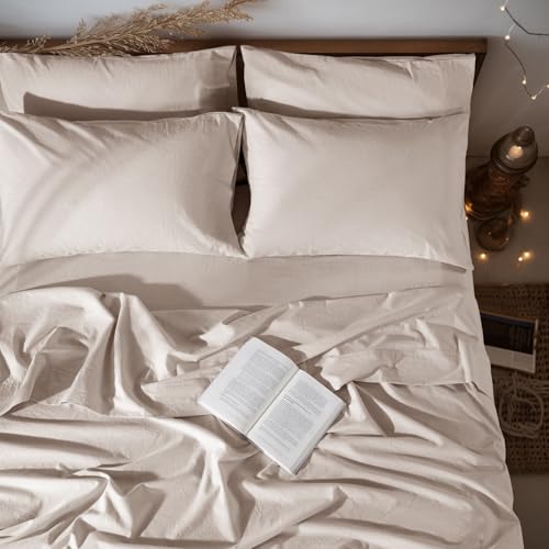 Image of LBRO2M 100% French Pure Linen Sheet Set 6Pcs, 16 inch Deep Pocket Full Size