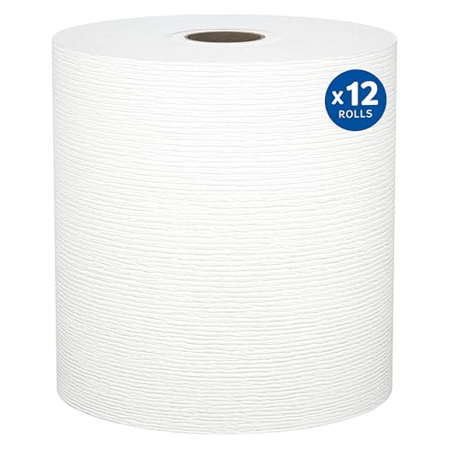 KIMBERLY-CLARK PROFESSIONAL Kleenex Professional Universal Hard Roll Paper Towels, Bulk (01080), Hardwound 1.5" Core, Premium Absorbency Pockets, White (12 Rolls at 425' Each, 5,100'/Case)
