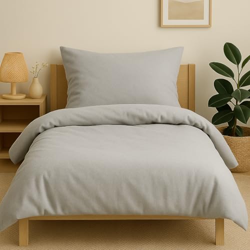 jilda-tex Biber Bettwäsche Winter 135x200 cm + 80x80 cm 100% Baumwolle Uni...