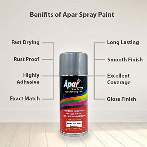 Image of APAR Automotive Spray Paint Moonlight Silver (RC Colour Name)+ GC Compatible for Renault cars -225 ml (Pack of 2-Pcs)