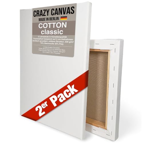 CRAZY CANVAS Leinwand zum Bemalen Cotton Classic 50x50 cm, 2er Pack
