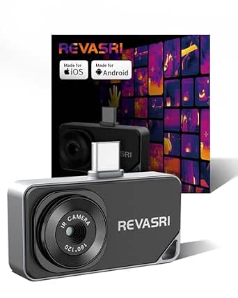 REVASRI Thermal Camera for Type-C Devices, 320x240 Resolution, 15x Digital Zoom, 25Hz Thermal Imaging for Water Leak Detection and Home Inspection