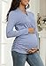 DreamGlee Women's Nursing Top Cross V-Neck Ruched Long Sleeve Maternity Shirt for Breastfeeding & Casual Wear, Blue M
