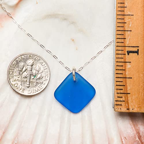 Sea Glass Delicate Diamond Pendant (Ocean, 16" Cable Chain) - Thumbnail 3