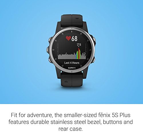 Garmin 010-01987-20 fēnix 5S Plus - Compact Multisport Smartwatch with Music, GPS, Maps, and Pay - Silver with Black Band, Silver with Black — view 2