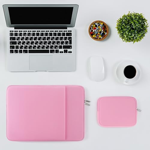 Housse ordinateur portable 13.3 pouces rose et pochette accessoires - 6
