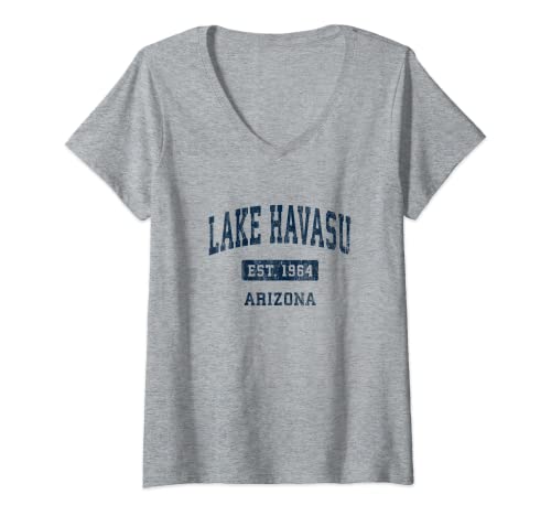 Mujer Lake Havasu Arizona AZ Vintage Sports estableció un diseño azul marino Camiseta Cuello V
