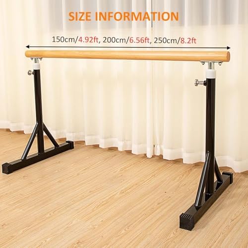 Height Adjustable Ballet Barre Yoga Rods,Portable Adjustable Ballet Stand - Stable Dance Bar for Home Gym, Easy Assemble Free Standing Fitness Equipment for Teens and Adults,（Black,200cm/6.5