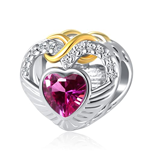 Charm de alas de ángel infinity love heart openwork bead con cristal