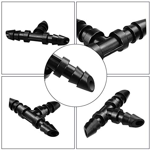 Imopo 70 Pack Drip Irrigation Barbed Tee Fittings,Barbed Connector Fits Universal 1/4 Inch Drip Tubing thumb #2