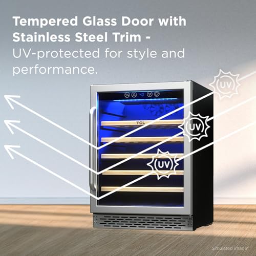 Image of TCL 52-Bottle Wine Cooler Mini Fridge with Glass Doors