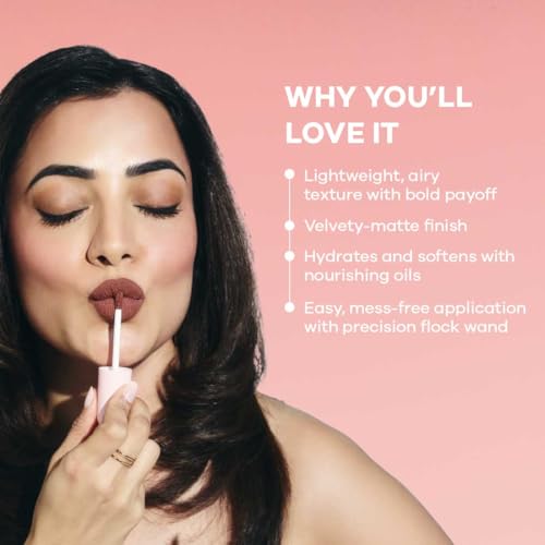 Image of Earth Rhythm Lip Nectar Matte Liquid Lipstick, Weightless, Never Drying, No Mineral Oil 5g - Caramel