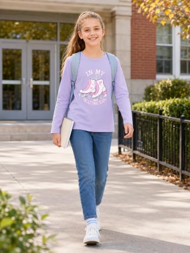 Image of Girls Long Sleeve T-Shirt Cute Versatile Basic Casual Top Size 6-18 | Soft Stretchy Tee for All Day Comfort, Versatile Layering Top for Cold Days, Cute Casual Style for Girls, Durable Easy Care