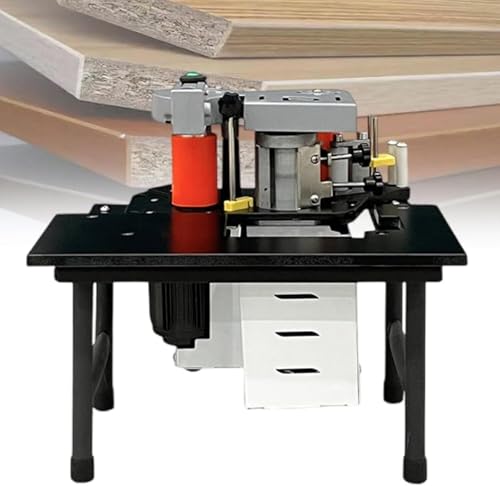Image of Portable Edge Bander, 1200W Edge Bander Adjustable Speed Wood-PVC Woodworking Edge Bander Machine with Double Side Gluing, 7-60mm Edge Banding Height(Black)