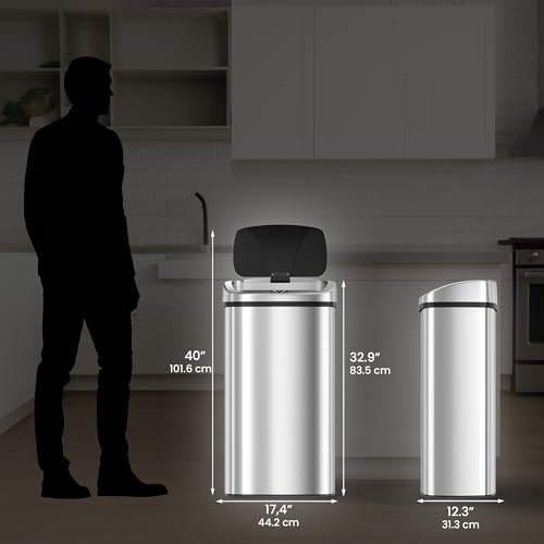 Image of iTouchless Patented 24 Gallon Motion Sensor Trash Can with AbsorbX Odor Filter, Extra-Large 91L Stainless Steel Commercial Kitchen Garbage Bin, Fits Standard XL Bags, Long Battery Life