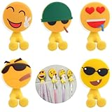 5PC Emoji Saugnapf Haken Saughaken Wiederverwendbarer selbstklebende Haken ohne Bohren Rasierer Halterung Dusche Zahnbürstenhalter Klebehaken Handtuch für Fliesen Wand Handtuch Badezimmer Küche Tür
