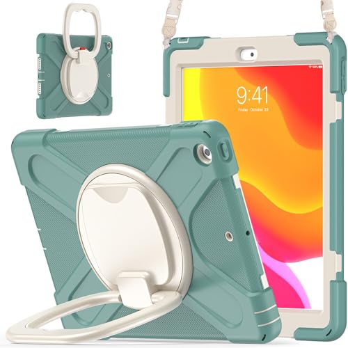 Coque iPad 10.2 antichoc JZ avec poignée et support rotatif 360 degrés